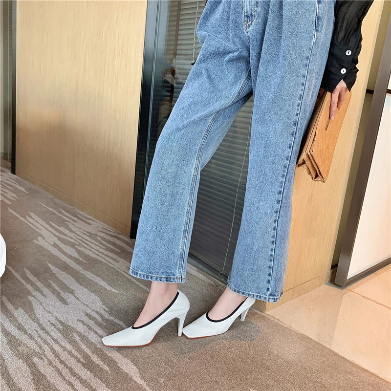 

Drestrive Women Pumps Square Toe Spike Heels Shallow Black 2021 Summer New Arrival High Heel Shoes Woman Size 40