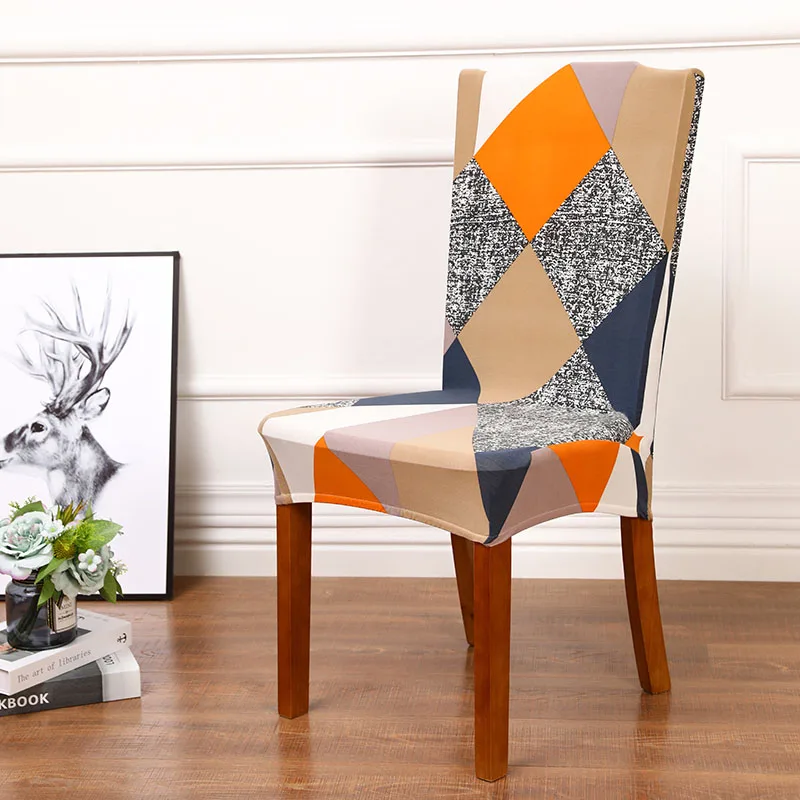 Универсальные эластичные чехлы на стулья с геометрическим рисунком сменные из