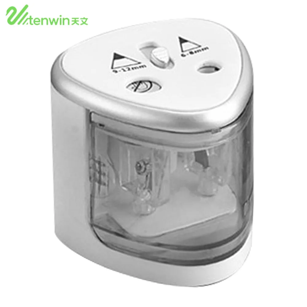

TENWIN Double Holes Electric Pencil Sharpener Students stationery Home School Office Desktop Pencil Sharpener Supplies for kids