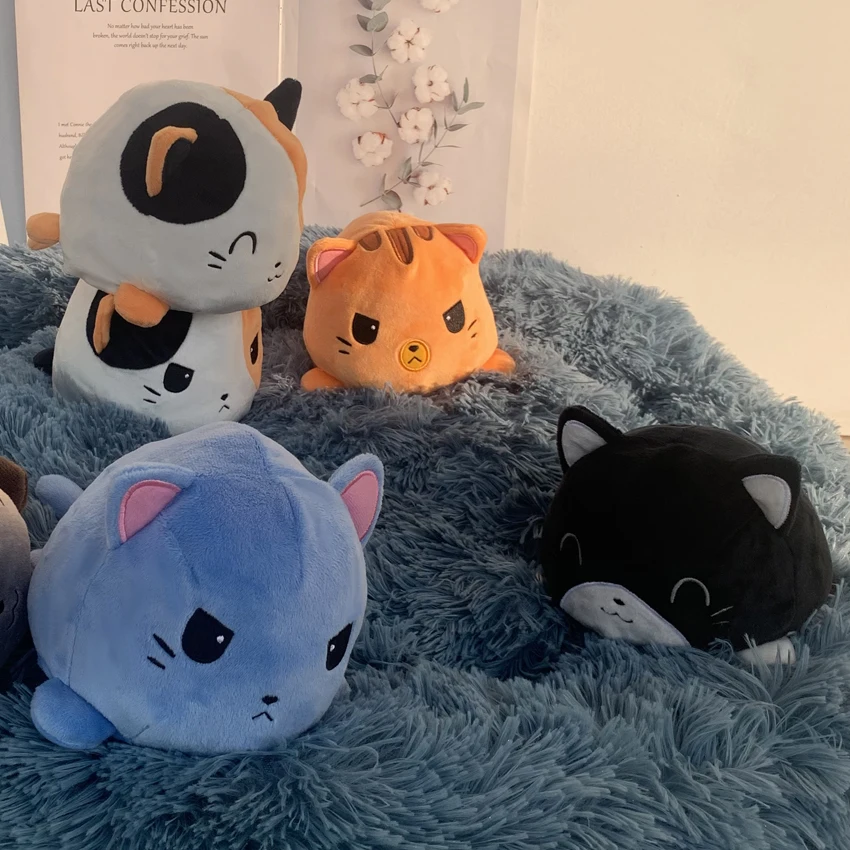 

Cute Cat Plush Doll pulpo reversible Plush Toy Soft Peluche Chat Double-sided Flip Cat Doll Children Girls Doll Home Decoration