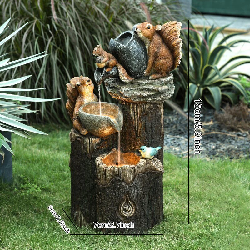 

Animal Garden Statue Duck/Squirrel Pressure Water Sculpture Creative Resin Courtyard Decoration ADW889