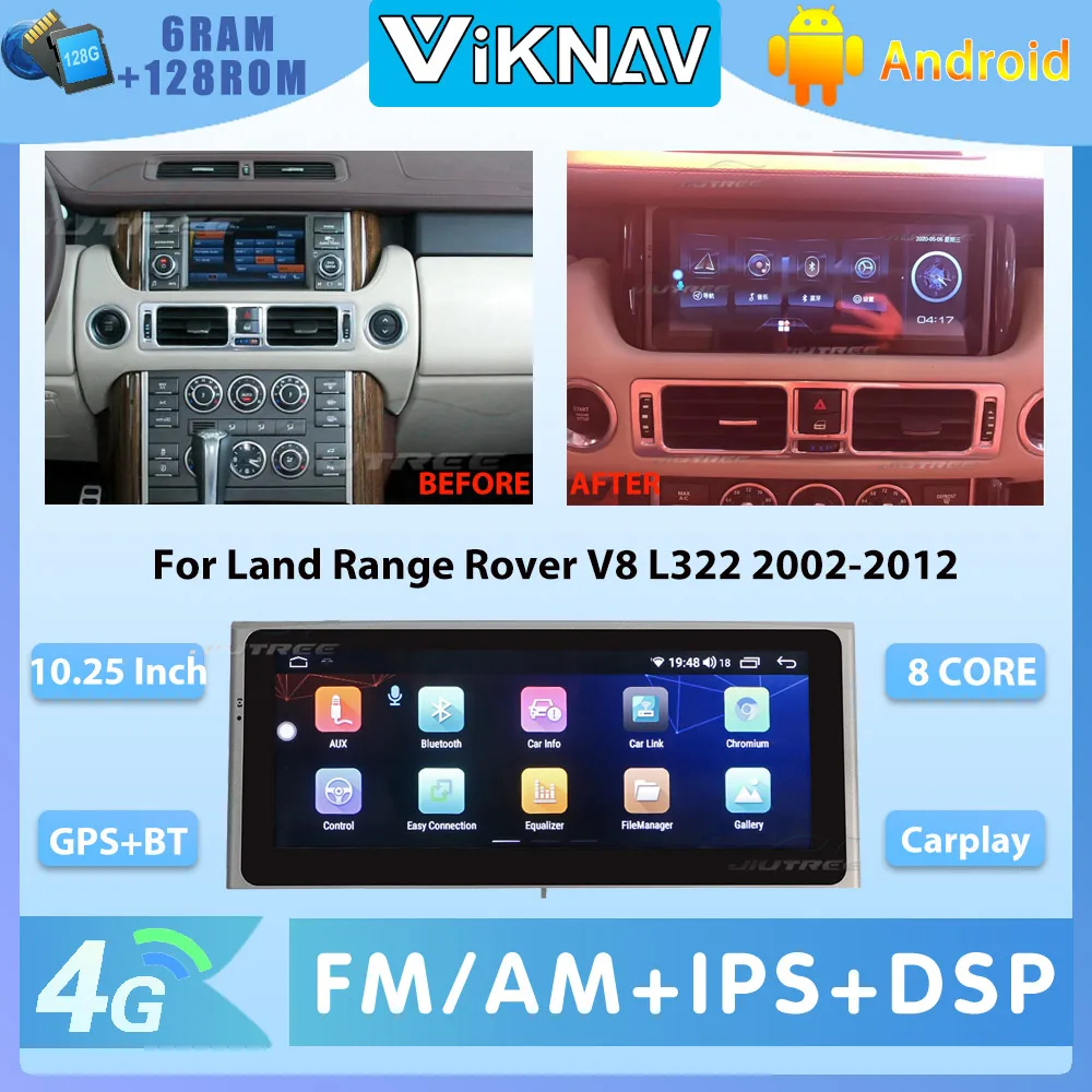 

Автомобильный радиоприемник 10,25 дюйма для Land Range Rover V8 L322 2002-2012, Gps-навигация, мультимедийный плеер, аудио, Android 10, стерео ресивер