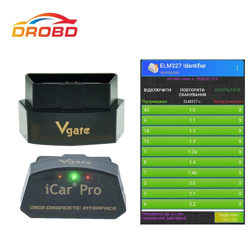 Считыватель кодов Vgate iCar pro ELM327 устройство для чтения с Bluetooth/Wi Fi подходит Android и IOS