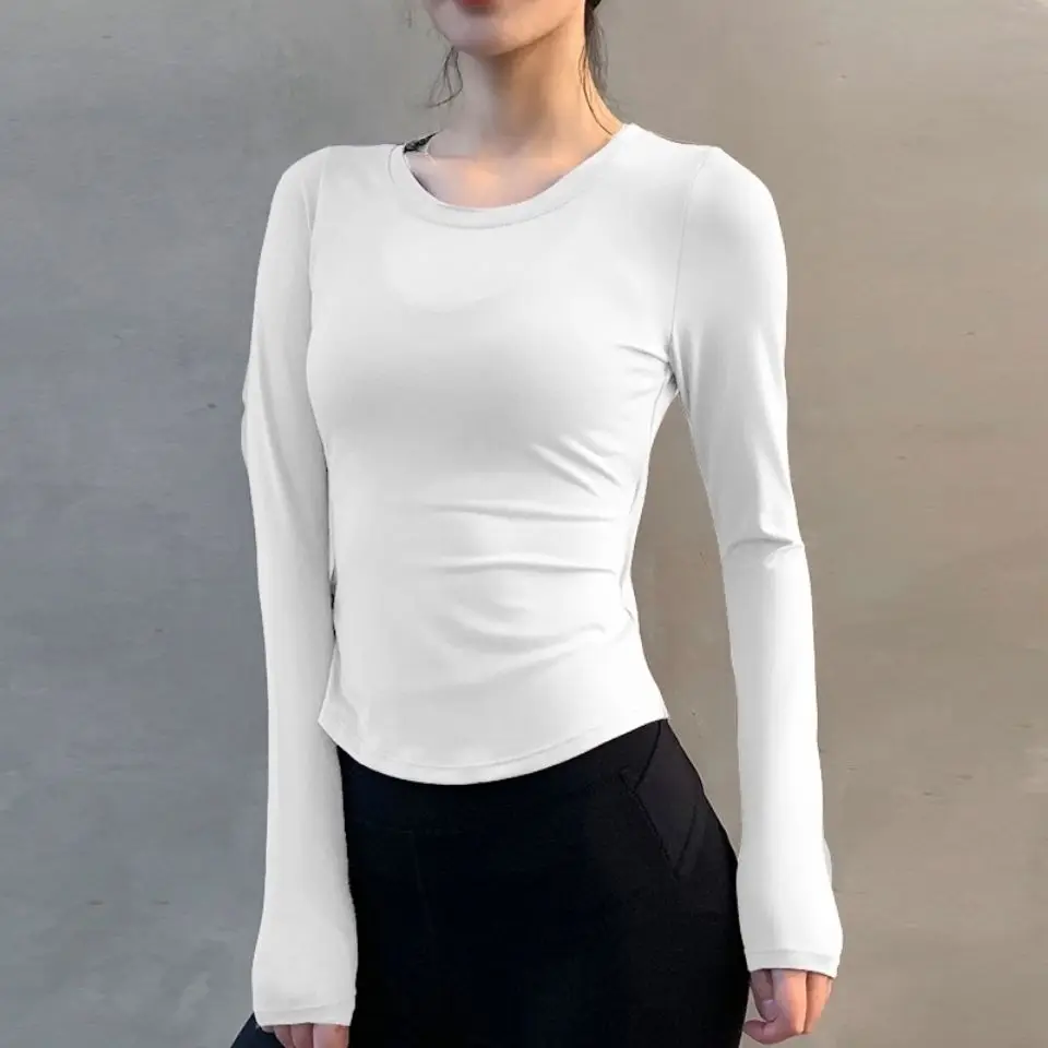 

Yoga shirt long-sleeved tight-fitting sexy net red fitness clothes women's quick-drying clothes thin sports t-shirt was thin