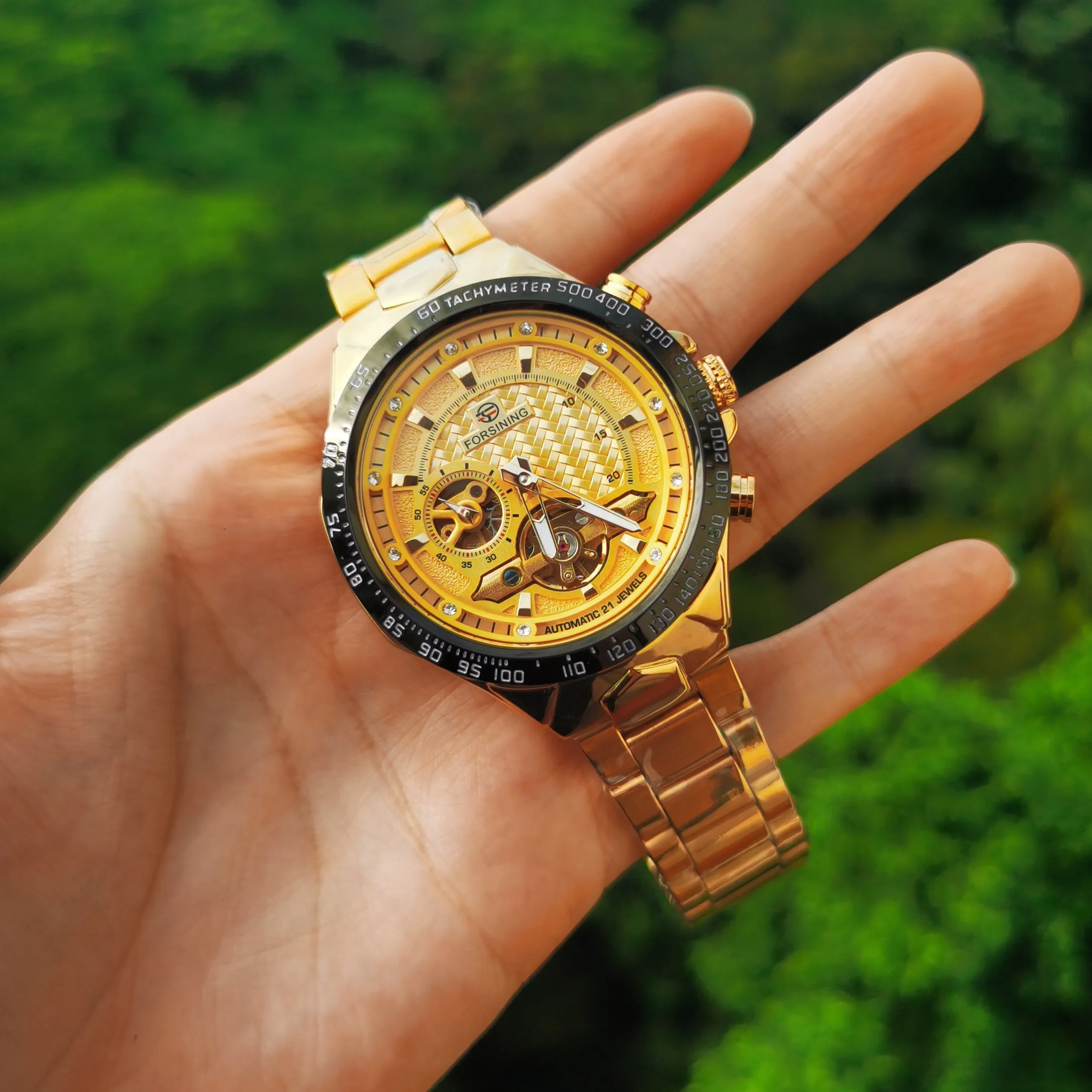 

FORSINING 2021 Tourbillon Mens Watches Top Brand Luxury Big Dail Clock Full Mental Strap Mechanical Watch for Men Business