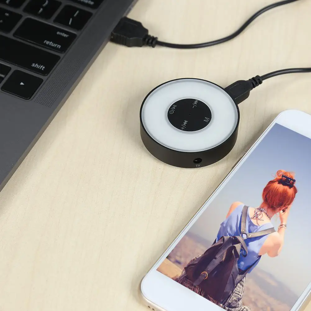 

2 in 1 Bluetooth 4.2 Wireless Dual 3.5 mm Bluetooth Transmitter for 3.5mm AUX Multicolored Effect with Breathing Scintillation
