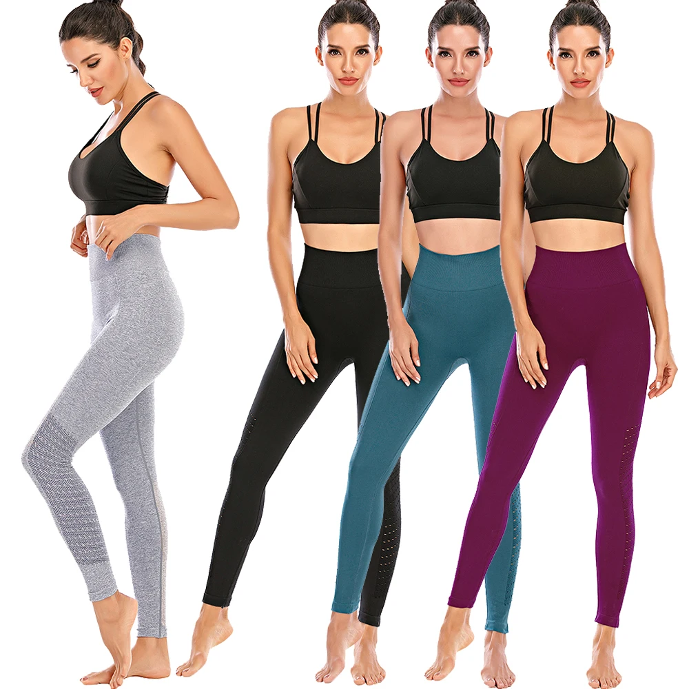 

2020 Фитнес Спортивные Леггинсы для женщин с сочетанием контрастных цветов из дышащего материала с высокой талией узкие брюки облегающие зау...