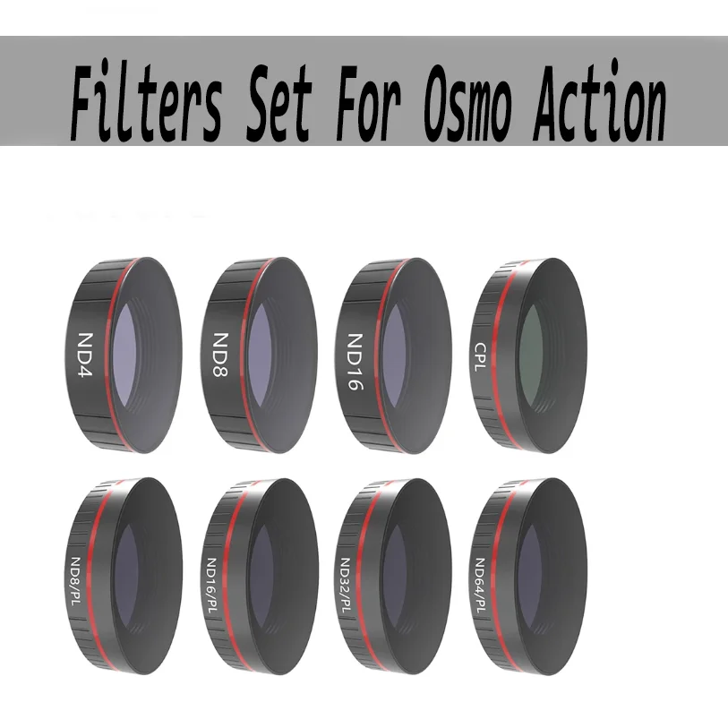 

Camera Lens Filter For DJI Osmo Action UV/CPL ND 4 8 16 32 64 1000 NDPL Filters Set For Osmo Action Drone Lenses Accessories