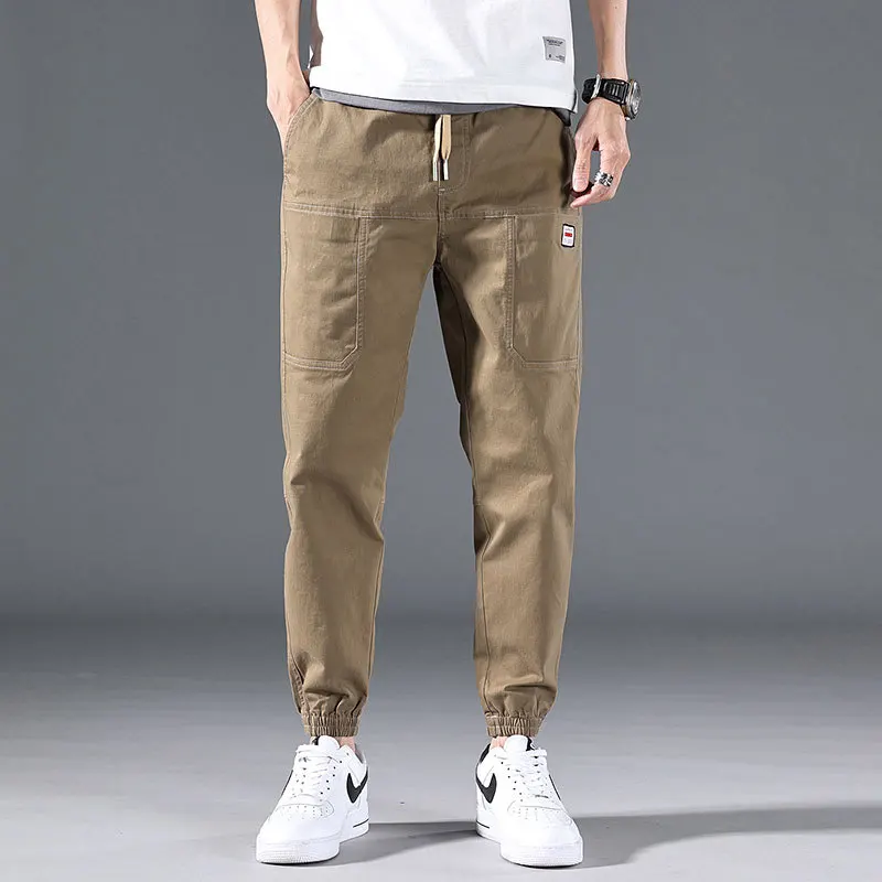 

Spring and summer men's overalls trousers close-up harem pants men's slim feet casual pants youth nine-point daddy pants