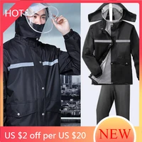 reusable polyester raincoat men portable adult double brim fashion raincoat motorcycle suit antipioggia waterproof poncho ag50yy