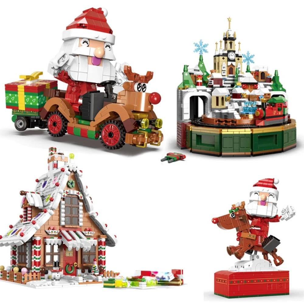 

XB18021 Christmas Toys Gift House Santa Claus Gingerbread Tree Building Blocks Bricks Toys for Children Constructor Kids Toys