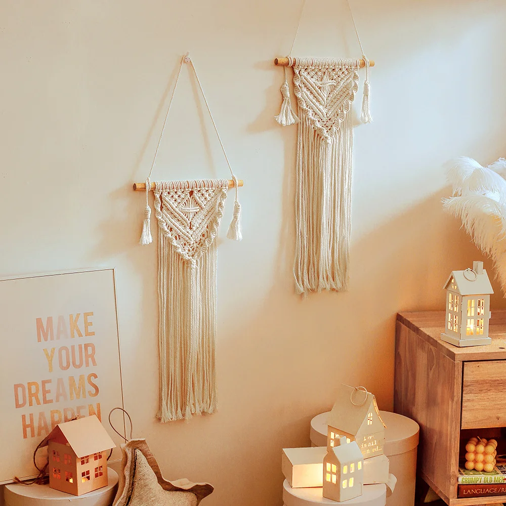 

Скандинавский гобелен ручной работы, богемный макраме, настенная веревка, тканый подвесной аксессуар для спальни, гостиной, декоративные а...