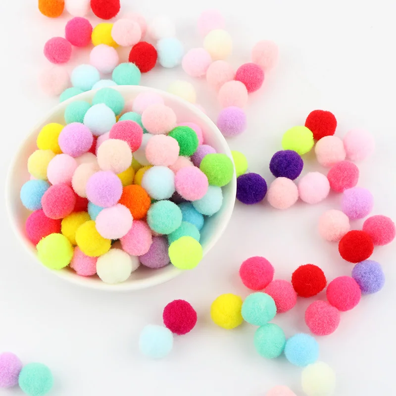 Оптовая продажа 15 мм помпон многоцветный Мягкий Пушистый Плюшевый ручной работы