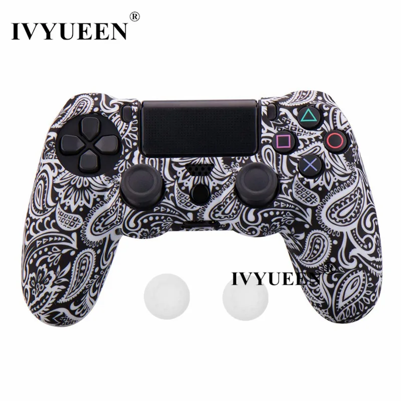 White Leaf IVYUEEN 44 цвета силиконовый Камуфляжный защитный чехол для sony Dualshock 4 PS4 DS4 Pro тонкий контроллер ручки джойстик колпачки - Цвет: White Leaf