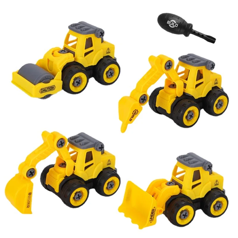 

New Disassembly Engineering Vehicle Excavator Car Model Children's Educational Toys DIY Detachable Nut Assembly Sliding Car