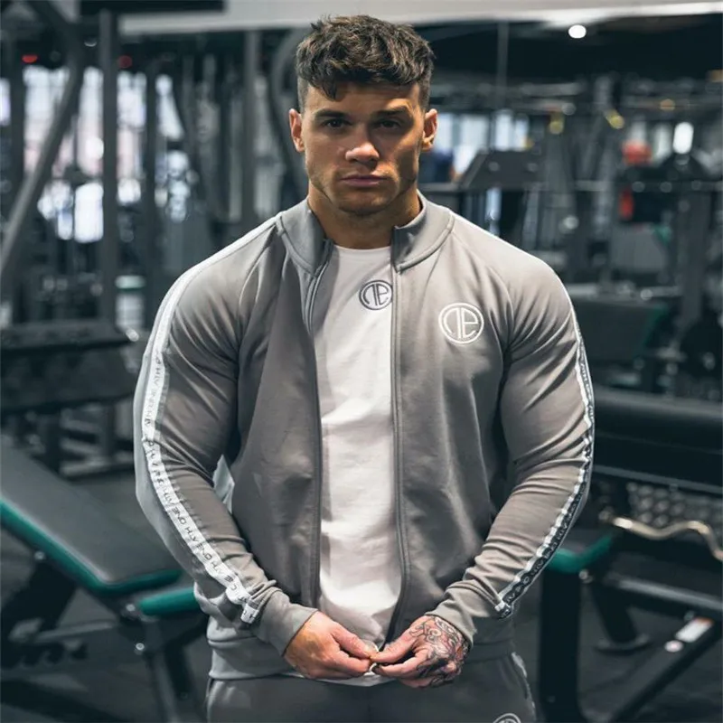 Спортивный костюм мужской толстовка с капюшоном и штаны для бодибилдинга на