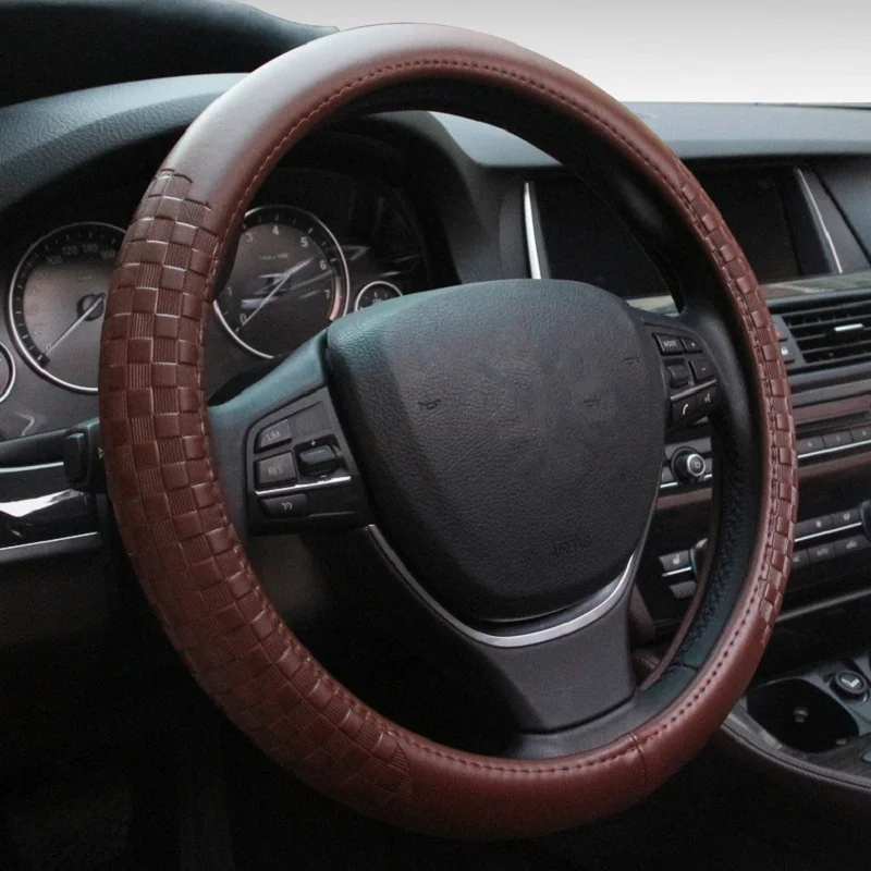 Воловья кожа Чехол рулевого колеса автомобиля противоскользящая Кожа Авто