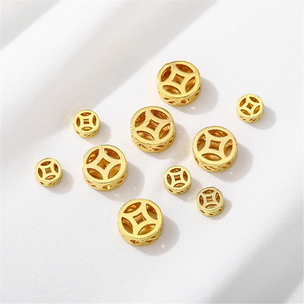 

18K gold plated hollow copper money separated beads scattered beads DIY beads bracelet necklace first accessories material