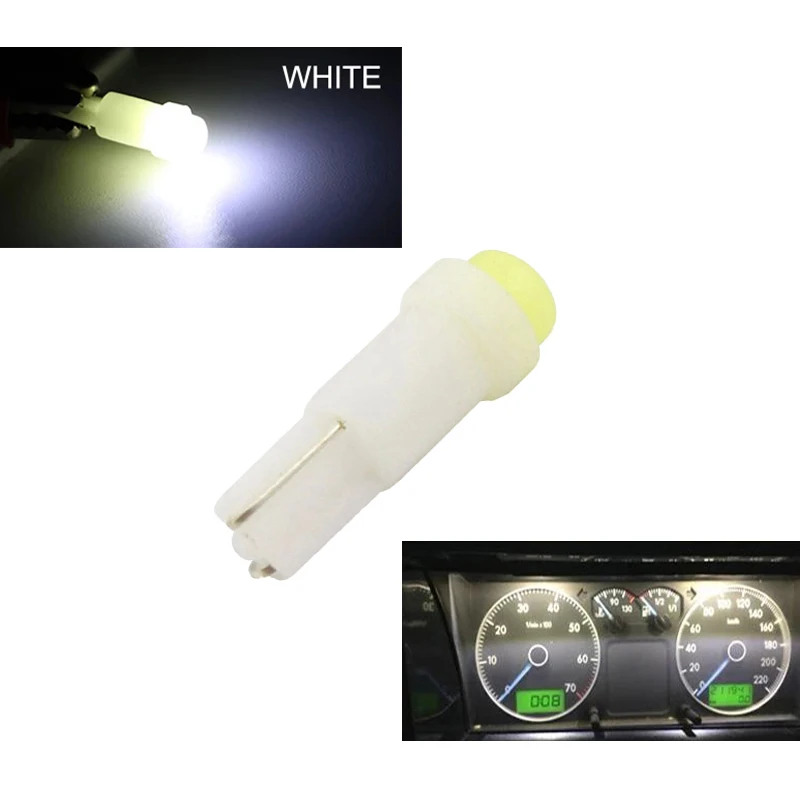

50Pcs White 12V Mini 3D T5 74 2721 LED Bulbs Super Bright COB Chips Lamp For Car Dashboard Instrument Lights Dome Lights