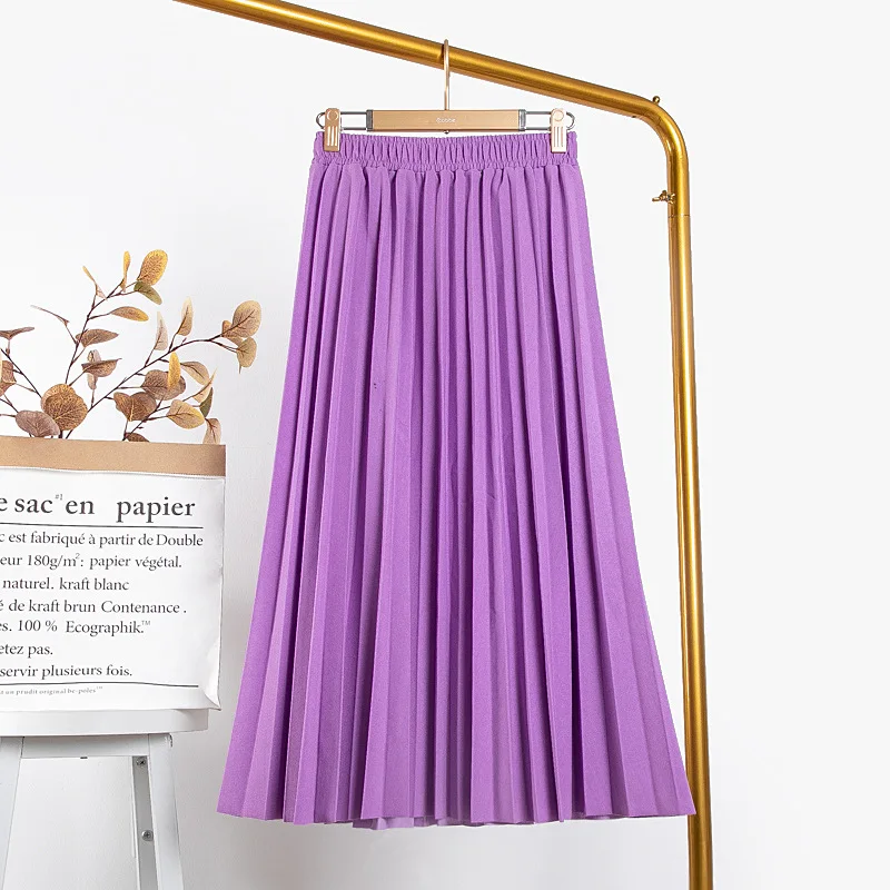 

Юбка Женская длинная Плиссированная с высокой талией, модная винтажная эластичная ретро-юбка для отдыха, роскошная уличная одежда, WF0208