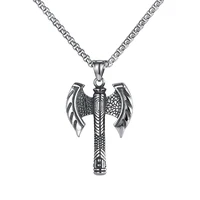 mens fashion double axe amulet necklace pendant jewelry accessories
