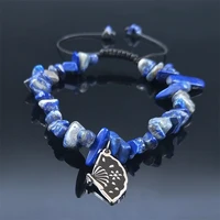 2022 blue tendon stainless steel chain bracelets women fan natural stone bracelets bangles bohemia jewelry joyas b1845s04