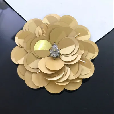 golden Многоцветный большой ручной гвоздь из бисера кусок цветок патч Одежда Сумки Обувь DIY аксессуары декоративные цветы 3D аппликация - Цвет: golden