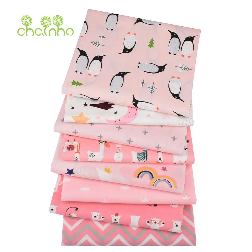 Chainho 8 шт./лот серия Pink Penguin & Bear саржевая хлопчатобумажная ткань с принтом