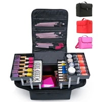 fashion women makeup large capacity multilayer clapboard cosmetic bag case beauty salon tattoos nail art tool bin