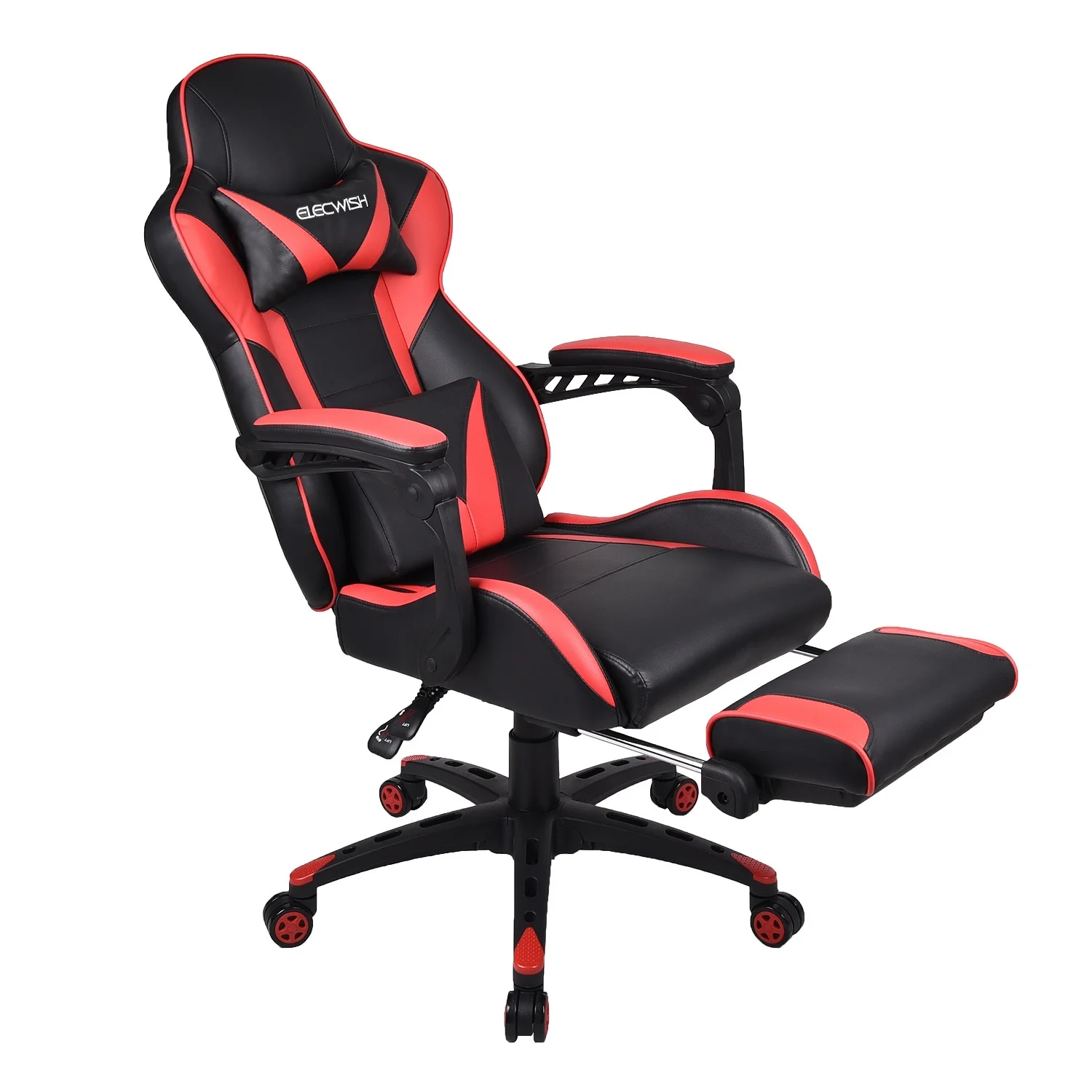 Ergonomic Computer Gaming Chair Recliner Adjustable High Back Massage Lumbar Red |
