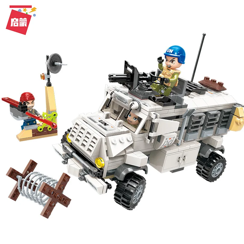 

450PCS Enlightenment 3212 Military Series Lightning Protection Armored Chariot Boy Assembled Building Blocks Assembled Toy Gift