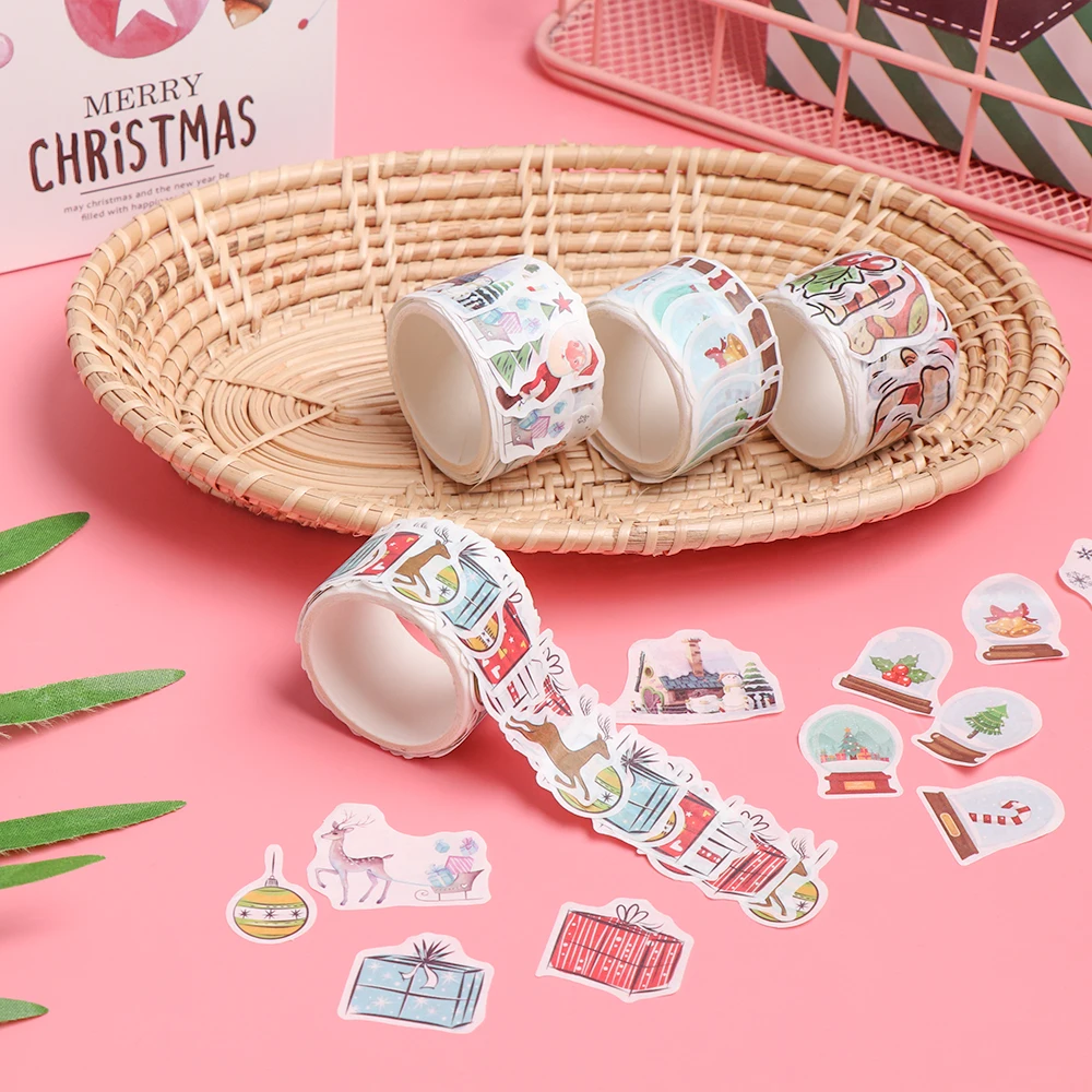 80 шт./рулон Декор журнала Снежный олень Рождественская елка Лента Скрапбукинг