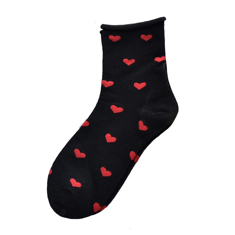 

SP&CITY Women Cute Love Patterned Hemming Socks Solid Joker Cotton Socks For Ladies Comfortable Cool New Year Gift Socks Tide