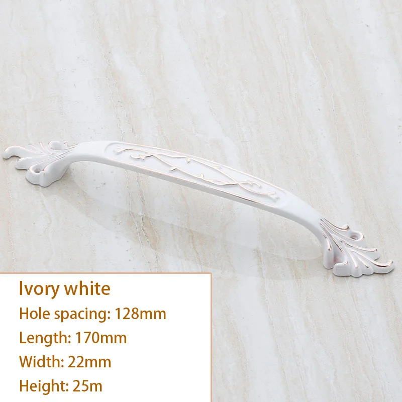 Ivory white 128mm Мебельная дверная рукоятки и ручки шкафа ящика, кухонное оборудование аксессуары винтажный Шкаф Тянет, утолщенная Базовая белая ручка - Цвет: Ivory white 128mm