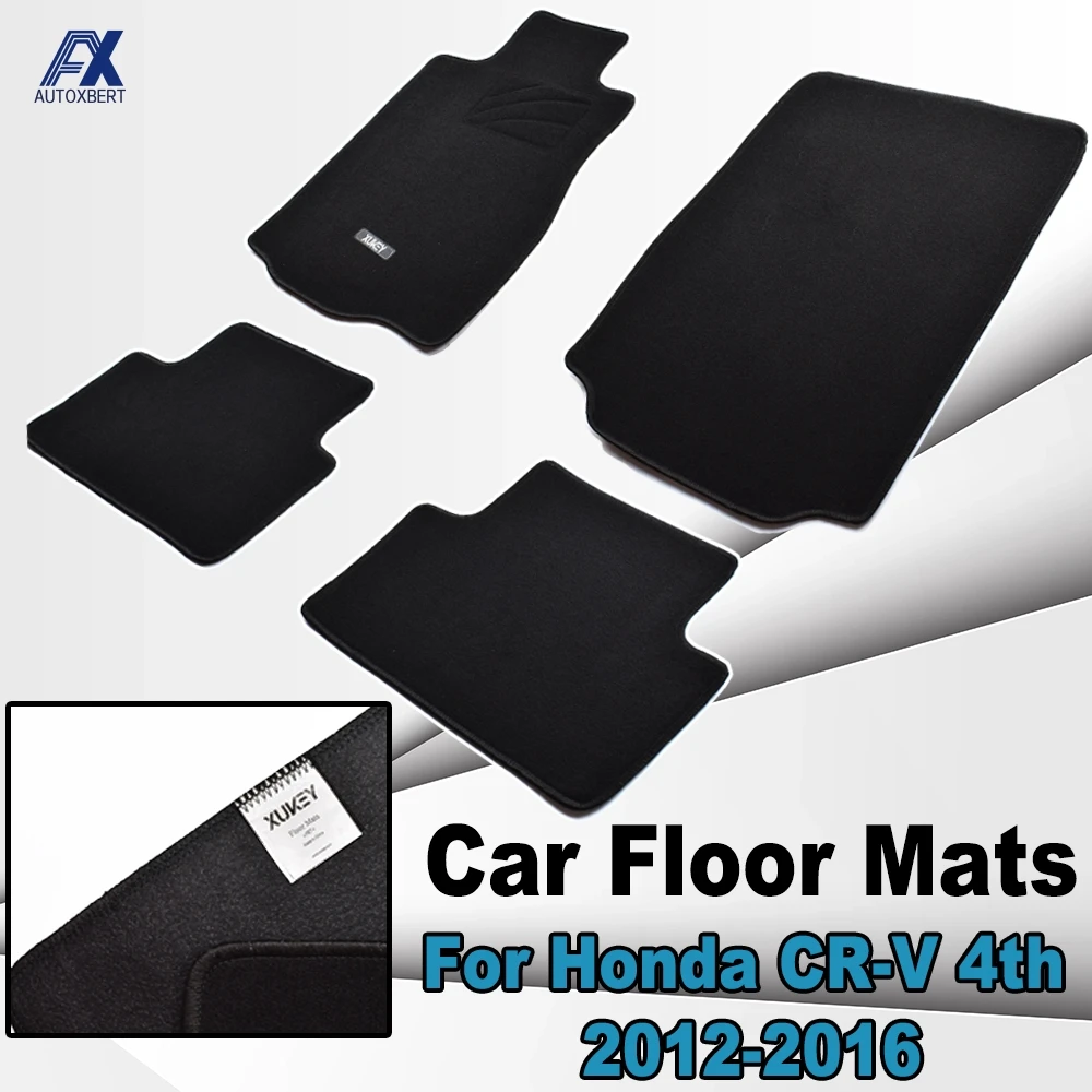 Car Floor Mat Mats For Honda CR-V CRV 2012 - 2016 Nylon Custom Tailored Fit Black Carpet Liner Rugs Front Rear 2013 2014 2015