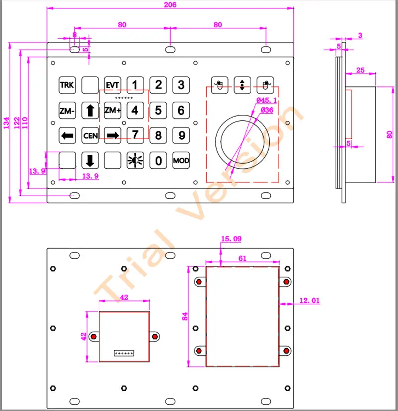 

IP65 Laser Computer Pointing Devices With Numeric Keypad And 3 Mouse Buttons
