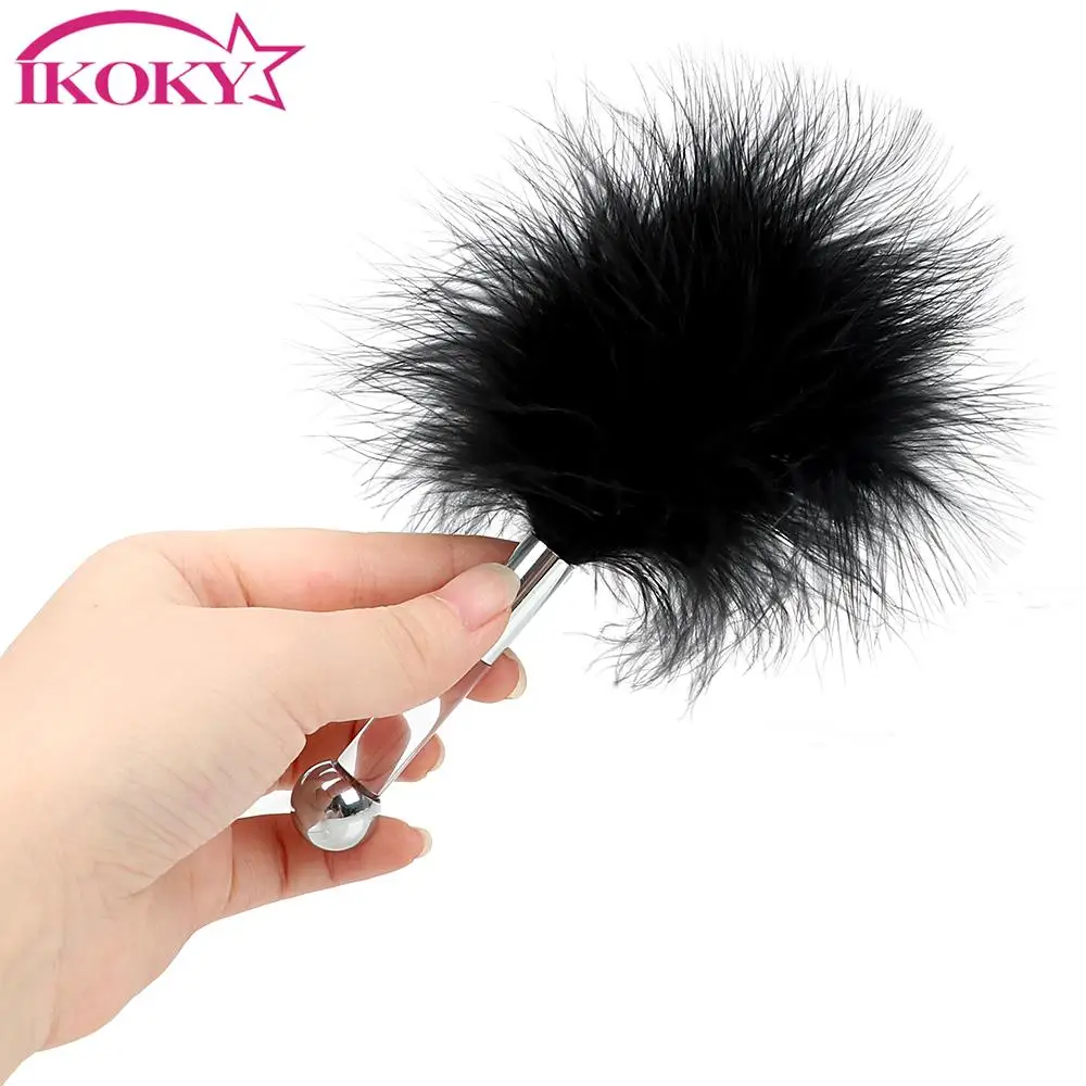 IKOKY G spot Climax флирт тюрбан с Перо хвоста интимные игрушки для женщин Анальная