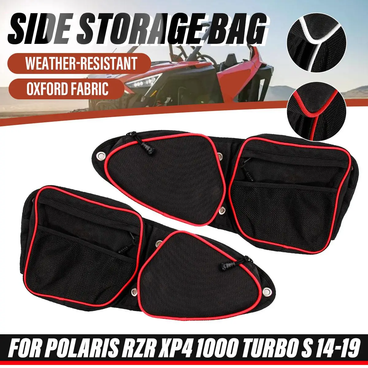 

2Pcs UTV Passenger Driver Side Door Bag Storage Bag Knee Pad for Polaris RZR XP XP4 1000 Turbo S 2014 2015 2016 2017 2018 2019