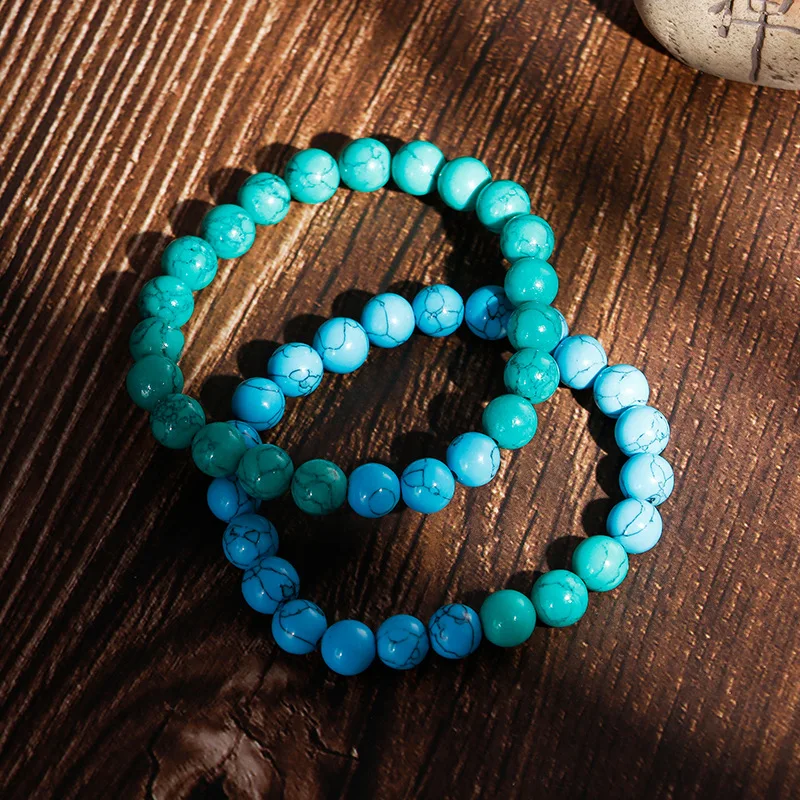 Браслеты из натурального зеленого соснового камня 8 мм с бусинами для мужчин и