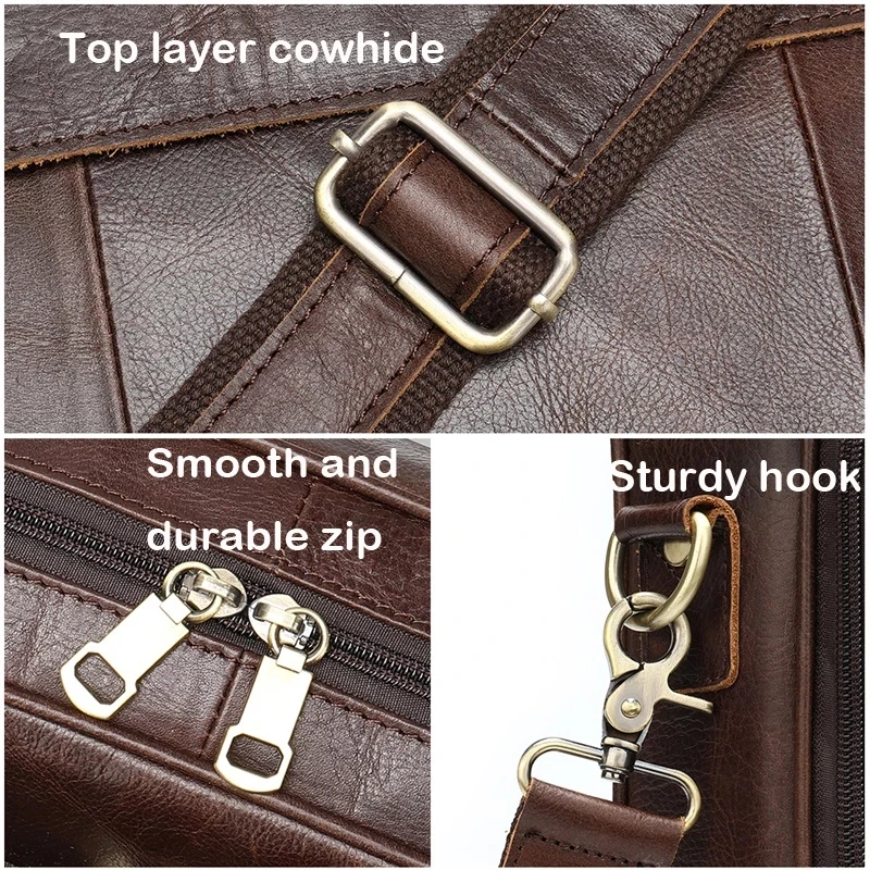 

Business Shoulder Laptop 15.6 Men Hand Bag Genuine Leather Handbag Briefcase Document A4 For Large Tote Travel Messenger Bolsas