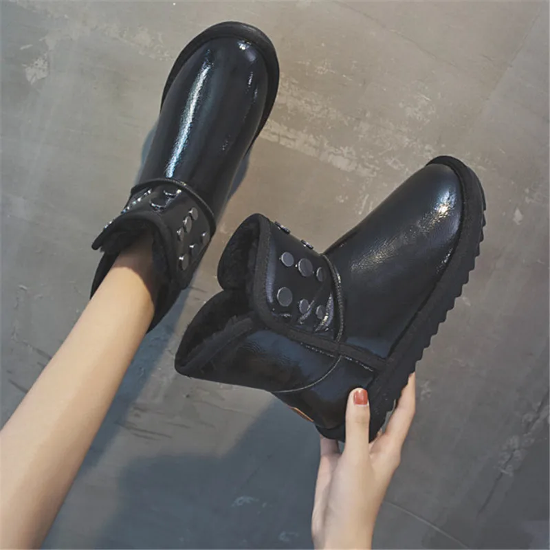 Новые брендовые зимние ботинки из лакированной кожи женская обувь модные