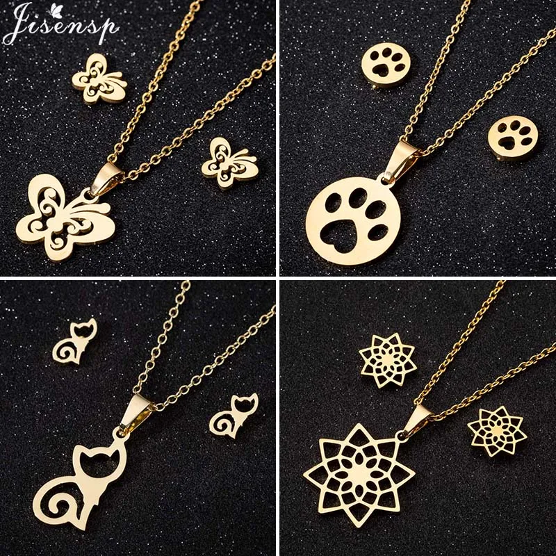 Богемные Модные Ювелирные наборы с бабочками маленькие серьги из нержавеющей