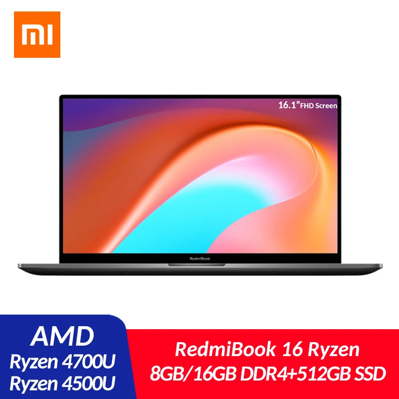 Оригинальный ноутбук Xiaomi Mi RedmiBook 16 1 дюймов AMD Ryzen 5 4500U 8 ГБ/16 ГБ DDR4 512 SSD Windows 10
