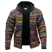 jackets for men colorful sweater hoodie fleece zipper knitted coat bohemian vintage festival mens coat m 5xl