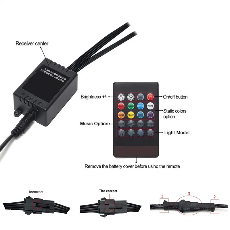 Winhoi 4 шт. автомобиль RGB Светодиодные ленты Водонепроницаемый Под автомобилей Tube