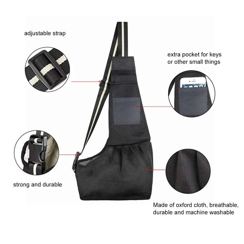 Pet Dog Carrier Sling Bag Breathable Oxford Mesh Shoulder Hands-free Travel Supplies | Дом и сад