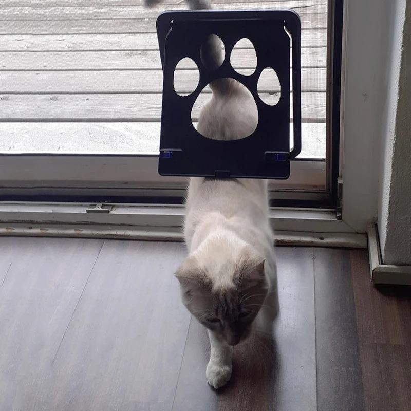 

Cat Door for Animals In The Door Safe Pet Supplies New Dogs Paw Print Door Anti-bite Small Dog Cat Screen Windows Fences