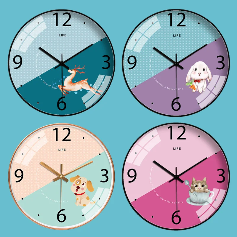Мультяшные современные настенные часы простые креативные модные круглые
