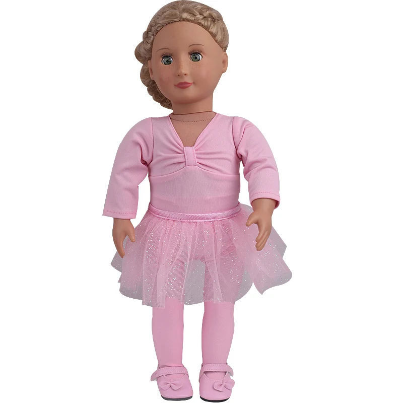 

18 Inch Girls American Dolls Dress Clothes Pink Ballet Outfit Gymnastic Born Baby Toys Accessories 43 Cm Boy Doll C875