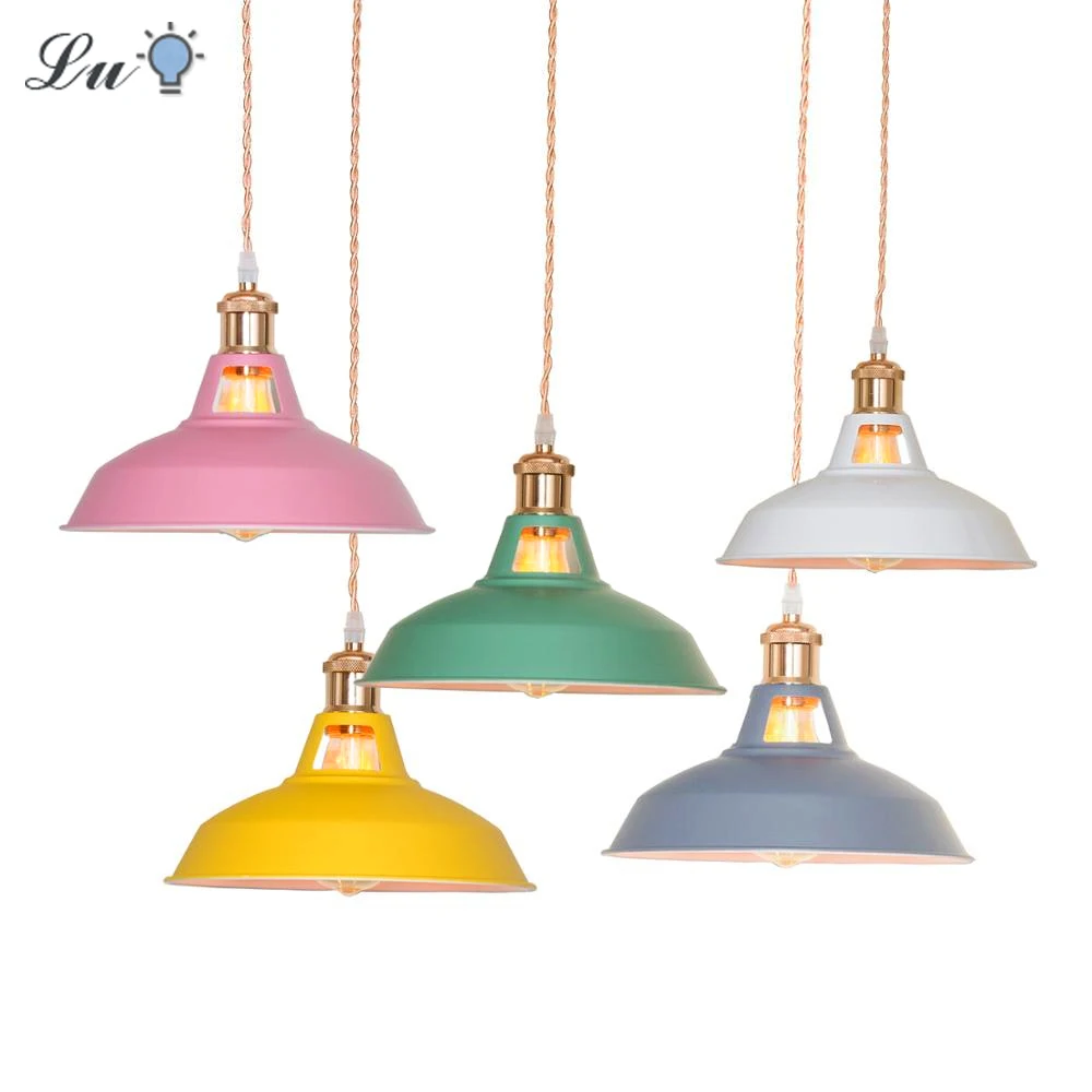 

Подвесной светильник в стиле ретро, цветная промышленная лампа для спальни, кухни, Современная декоративная фурнитура для дома